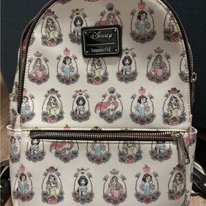 Loungefly White Disney Princess Pattern Mini Backpack